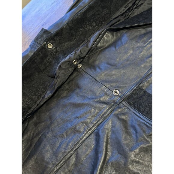 Vintage Pelle Studio Black Leather Trench Coat Full Length Long Duster Jacket‎ - Picture 10 of 16